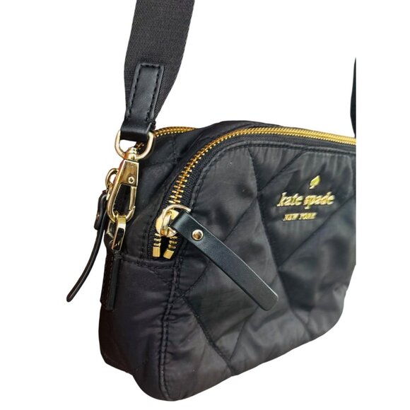Kate Spade  Purse New York Black Quilted  Nylon Cross Body Bag - Picture 6 of 11
